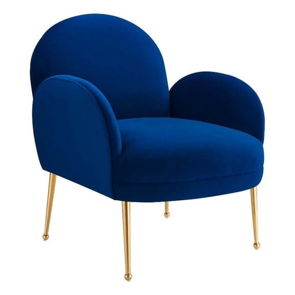 Maklaine Contemporary Performance Velvet Armchair in Navy Blue