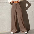 thumbnail image 2 of BRDFRL Women Wide Leg Sweatpants Drawstring Waisted Baggy Sweatpants Straight Leg Oversized Flowy Joggers Pants with Pockets Brown M, 2 of 6