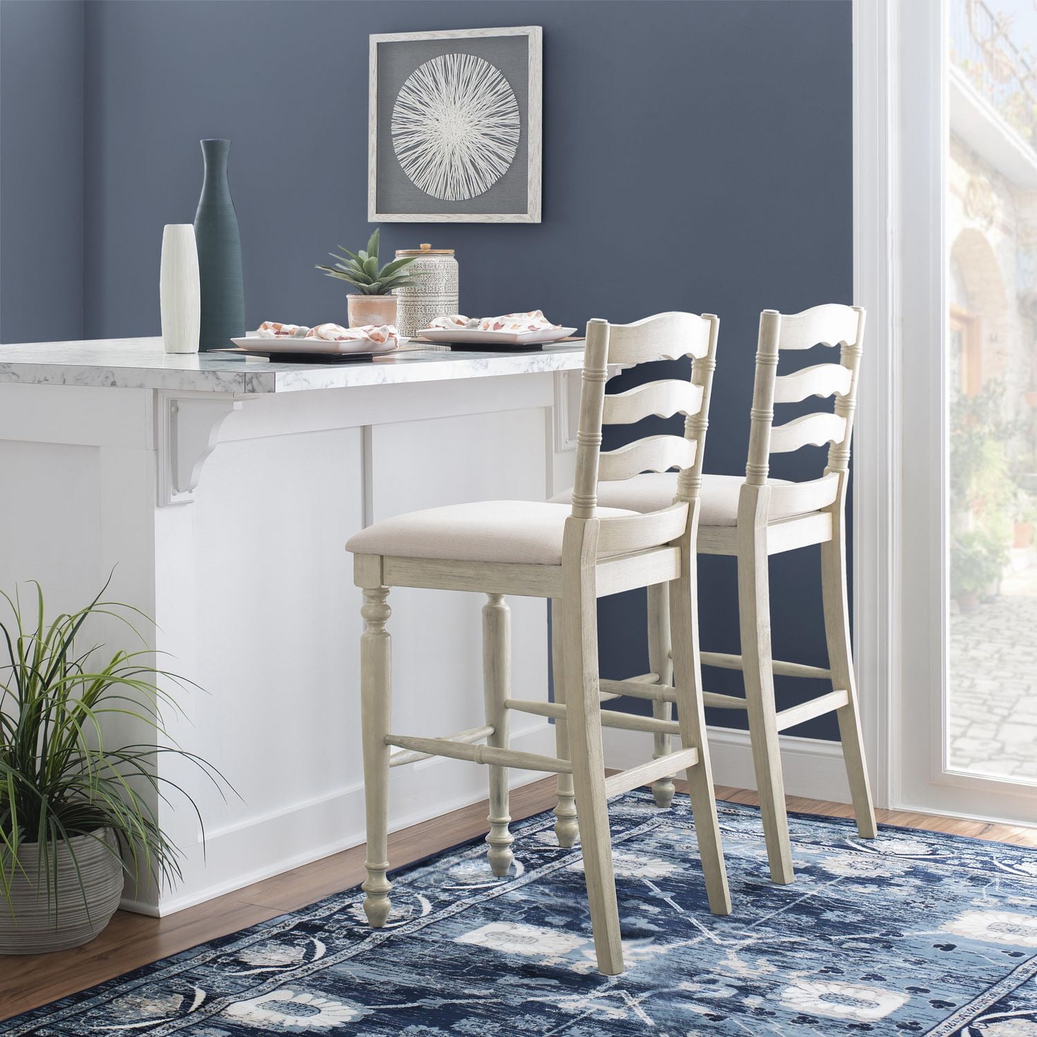 Tabouret de bar Hunter blanchi à la chaux