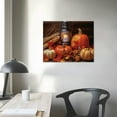 thumbnail image 3 of COMIO Autumn Canvas Prints Wall Art, Fall Pumpkins with Sunflowers Red Leaves Picture Poster for Home Decor, Autumn Harvest Pumpkins Painting Thanksgiving Gifts, 3 of 4