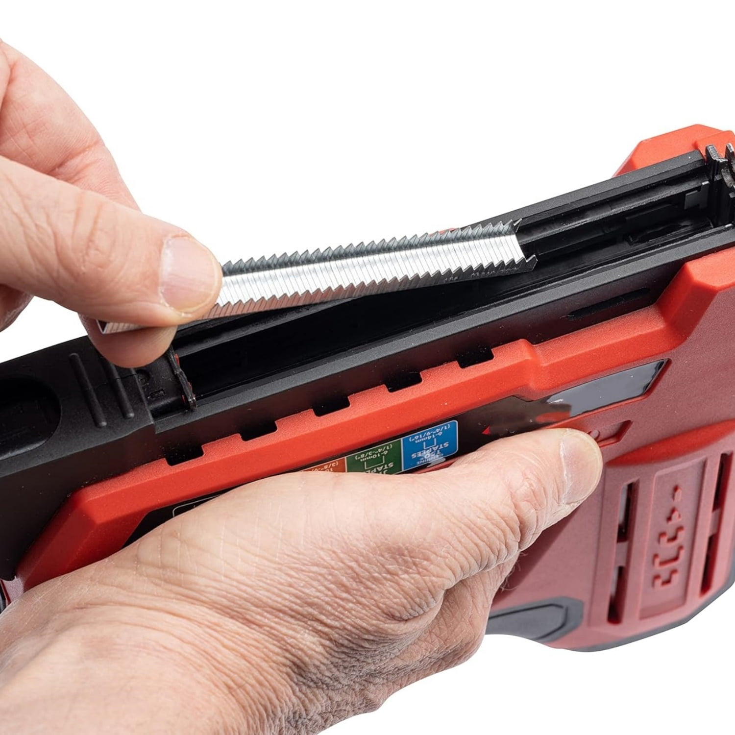 Corded 5-in-1 Professional Electric Staple and Nail Gun, Wire Stapler, and Brad Nailer for Upholstery, Framing, Insulation, Crafts, Fencing, and Cable, Black/Red