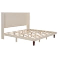 thumbnail image 2 of Amara Minimalist King Size Platform Bed Frame with 54"H Headboard, No Box Spring Needed, Beige, 2 of 6