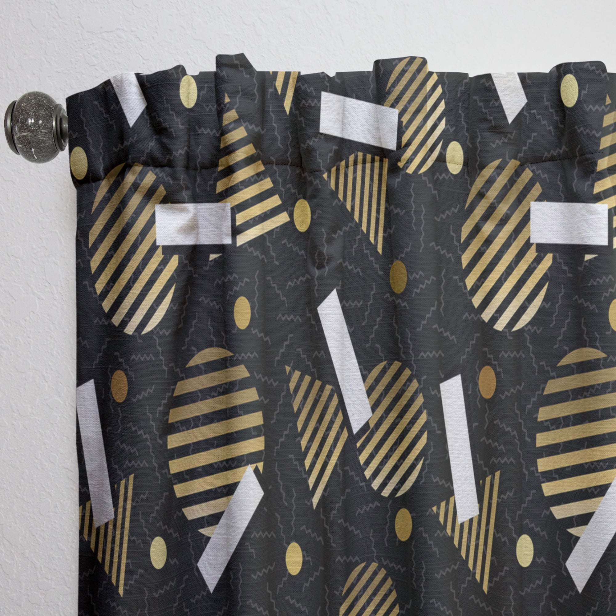 Designart 'Gold Circular Retro Pattern' Mid-Century Modern Curtain Panel