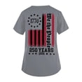 thumbnail image 4 of 250 Anniversary Scrub Tops for Women American Flag Print Fourth Of July Short Sleeve Tops V Neck Moisture Wicking Relaxed Fit Summer Tshirt with Pockets, #01 Gray, 5XL, 4 of 4