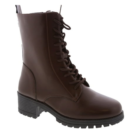 

SNJ New Women s Lug Sole Platform Combat Ankle Bootie Lace up Side Zipper Bootie