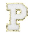 thumbnail image 1 of Parches de letras Uxcell Chenille P Parche para planchar Reparación decorativa Apliques con borde brillante Blanco 2.2", 1 of 7