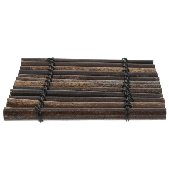 HINTRMENT 1Pcs Placemat Bamboo Dark Brown 13X13X0.4In Thanksgiving Table Decor