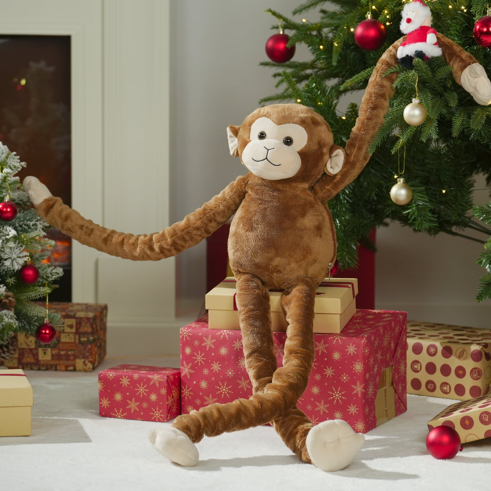 MorisMos Stretchable Long-Legged Monkey Stuffed Animal,Microwavable Heating Plush Toy