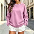 thumbnail image 6 of LUVDA Crewneck Sweatshirts for Women Contrast Trim Oversized Pullover Long Sleeve Loose Fit Casual Fall Tops, 6 of 9