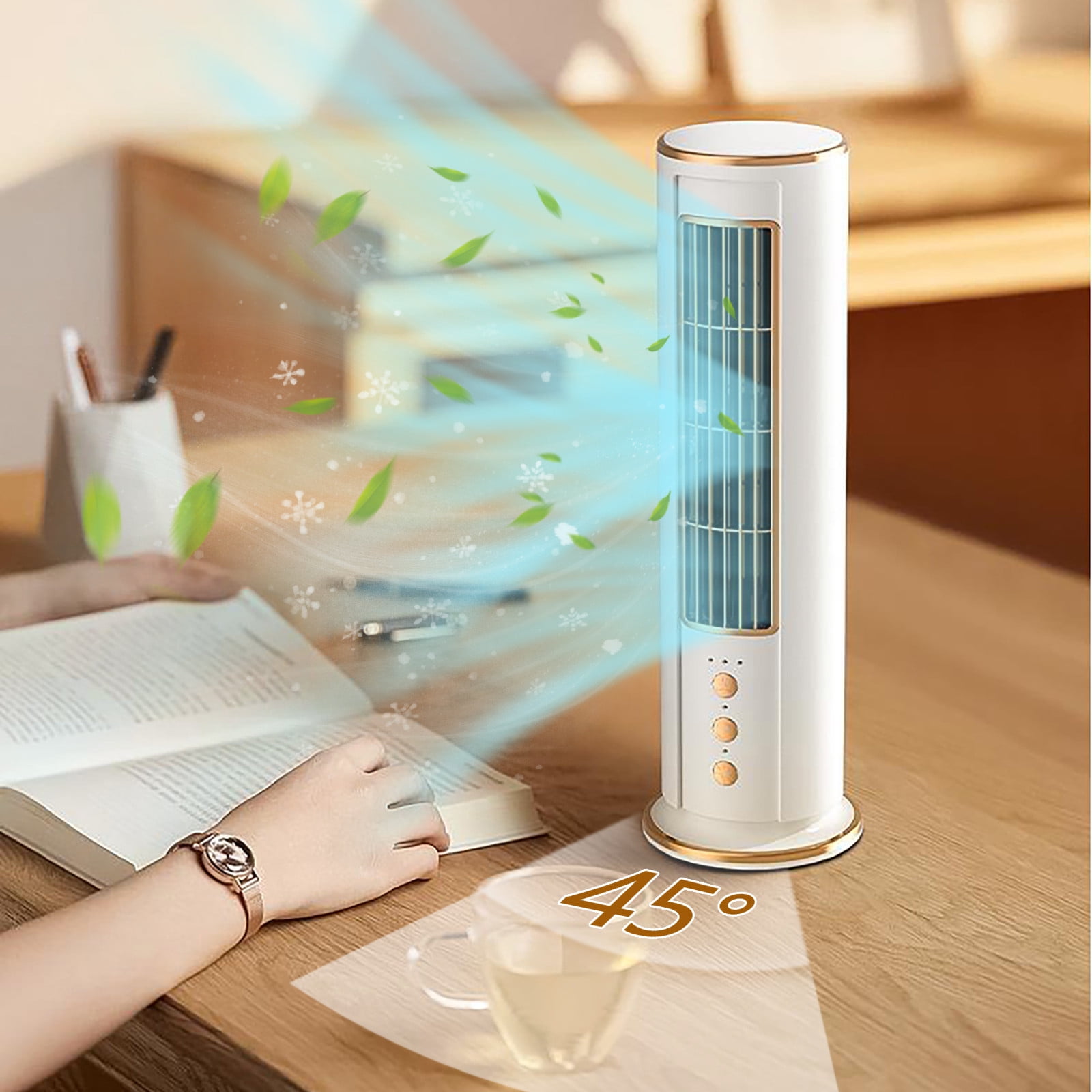 Clearance! Tower Fan, 13'' Portable Small Desk Fan with Remote Control, USB Rechargeable Floor Fan, 3 Wind Speed, Quiet Cool Bladeless Table Fan, Vertical Table Fan for Home Office Bedroom Desktop