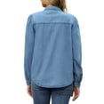 thumbnail image 3 of BLUSA CHIC para Mujeres de Mezclilla con Mangas Largas Abullonadas y Botones, Camisa con Bolsillo, Top Casual de Jeans M Azul, 3 of 6