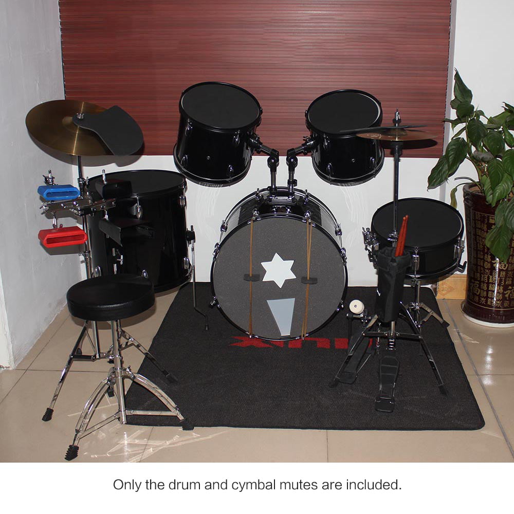 ZkinC 10Pcs Bass Snare Drum Sound Eliminate Quiet Mute Drumming Practice Pad Set Indoor Entertainment Accessories Black 