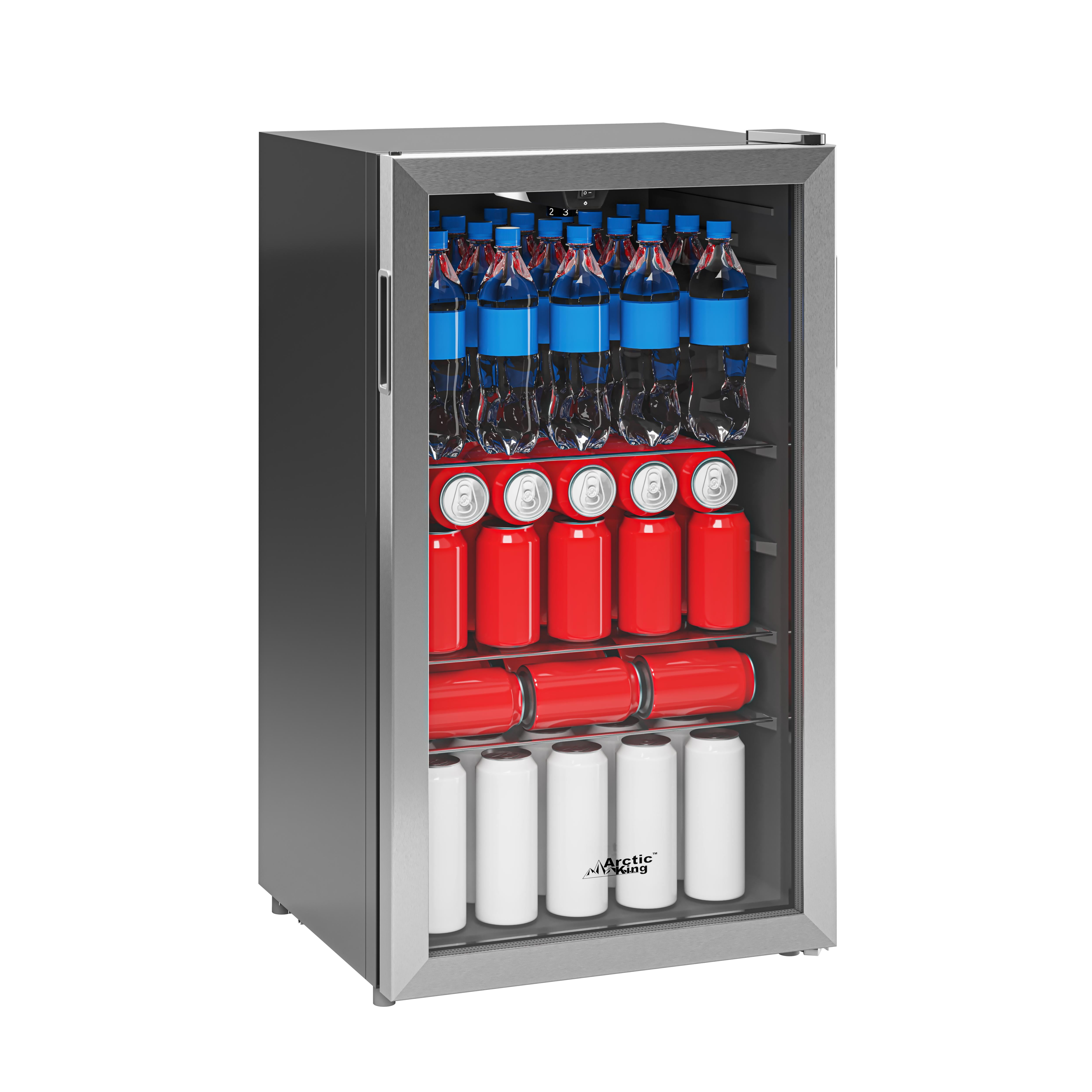 Arctic King Beverage Cooler – Compact Beverage Refrigerator, Mini Fridge for Drinks, Glass Door Drink Fridge for Soda, Beer & Wine
