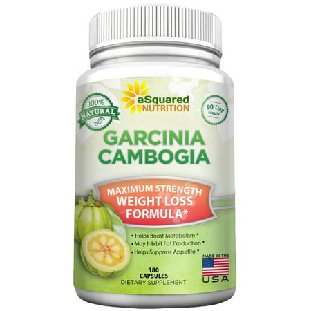 aSquared Nutrition Garcinia Cambogia Extract - 180 Capsule Pills - 100% Pure Natural Weight Loss Diet Supplement, Ultra High Strength HCA, Best Max Premium Detox Tablet for Men &