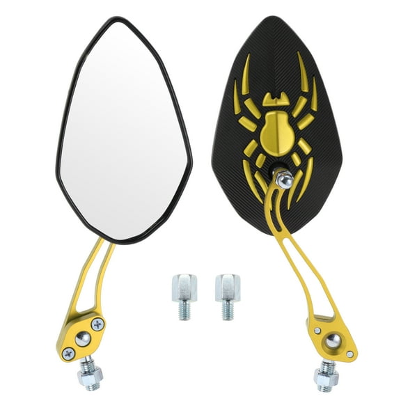 Unique Bargains Motorcycle Rear View Mirrors Bar End Side Mirrors Mount Aluminum Alloy Plastic Gold Tone Adjustable M8/M10 Prismatic Shape