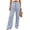 A442-Blue, variant on Wide Leg Pants for Women Striped Cotton Pants High Waisted with Button Closure and Pockets Casual Trousers