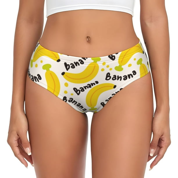 Balery Banana Fruit Ropa Interior de Algodón para Mujer con Dibujo – Braguitas Cómodas y Elásticas, Estilo Clásico-Small