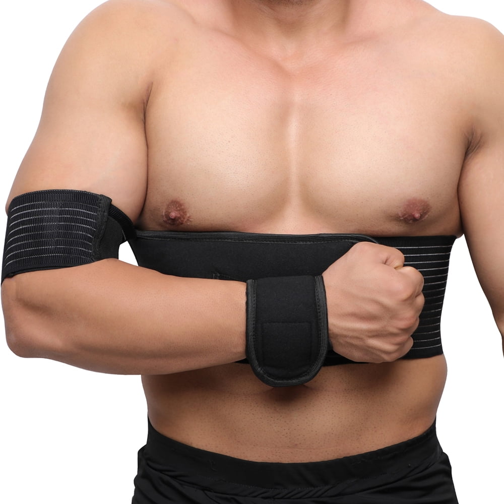 SoulGenie Arm and Shoulder Immobilization Brace - Left or Right - Unisex - Black Color (34' - 39')