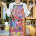 thumbnail image 6 of Bright Pioneer Flower Patchwork Apron-Garden Aprons for Women with Pockets-Cotton Linen Waterproof Kitchen Cooking Gardening Aprons Adjustable for Kitchen,Cooking,BBQ and Salon 33x27 Inch, 6 of 7