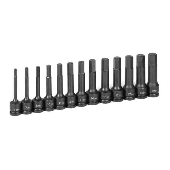 Grey Pneumatic 1/2" Drive 13 Pc. 4" Length  Metric Hex Driver Set