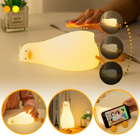 

KUNPENG Flashlight-Lying Ducks LED Night Light Silicone Dimmable Nightlight Rechargeable Bedside Touching Lamp