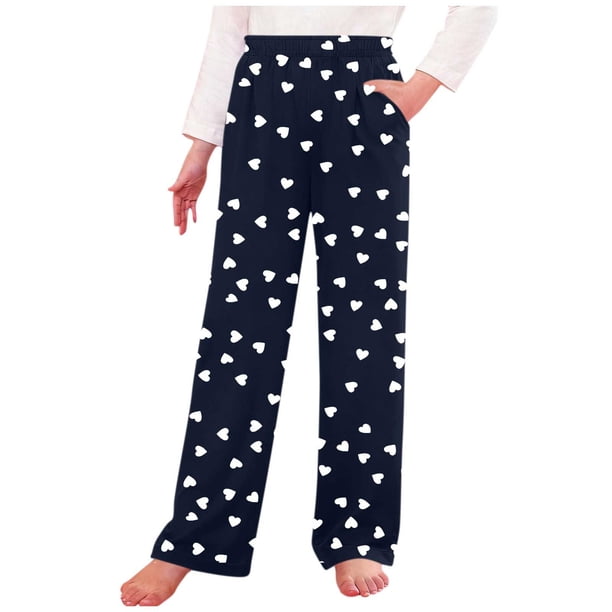 Pantalones largos para niños, pantalones casuales holgados para estar en casa, pantalones para dormir, pantalones holgados de pierna ancha para niños y niñas, pantalones de poliéster para niños