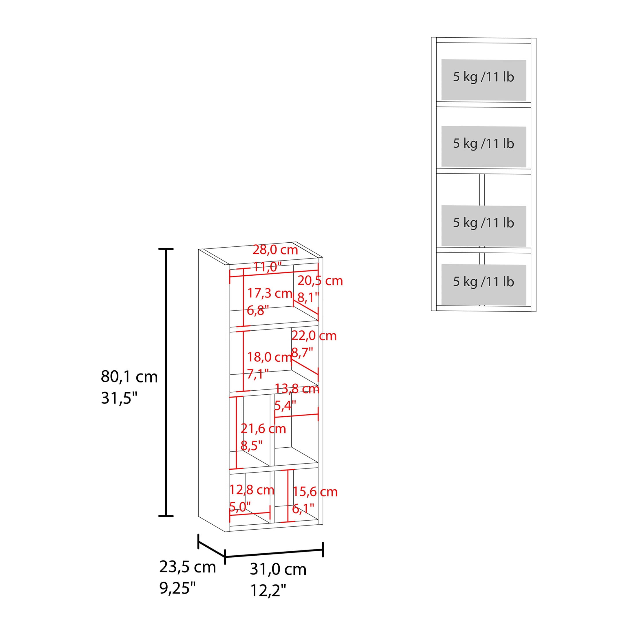 JERFIT 36" White Modern Bathroom Storage Cabinet with Door & 4 Shelves, Wall Mounted Organizer for Bath, Powder Room or Kitchen