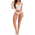thumbnail image 2 of INSPIRE CHIC Women's Lace Trim Satin Elastic Low-Waisted Briefs Traceless Comfortable Breathable Hipsters XL Light Beige, 2 of 4