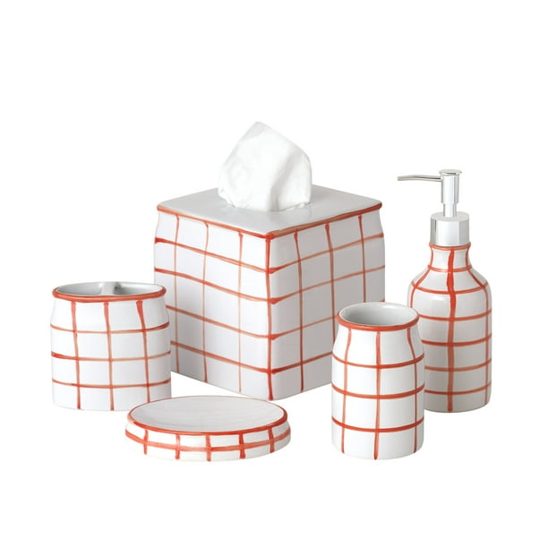 Sparrowhawk Brandon Coral/White 5Piece Bath Accessory Set