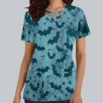 thumbnail image 2 of Stamzod Women's Halloween Scrub Top Cross V Neck Short Sleeve Womens Tops Funny Printed Slim Fit Nurse T-Shirt with Pockets, 2 of 5