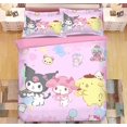thumbnail image 1 of Juego de ropa de cama con dibujos animados de Anime Sanrio Kawaii Kuromi, edredón, funda de almohada, ropa de cama para niños, 1 of 4