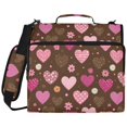 thumbnail image 2 of Zipper Binder with Shoulder Strap 2 inch 3 Ring Waterproof File Folder Organizer Bag 500 Sheet Pink and Brown Hearts Pattern, 2 of 8