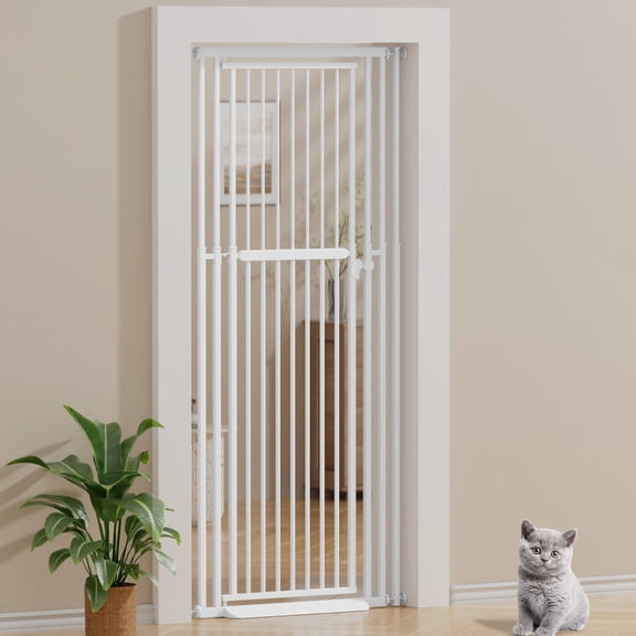 YUFU 47"-87" Extra Tall Pet Gate Metal Safety Gates 27.5"-31.5" Adjustable Width Adjustable Height For Cats Pressure Mounted