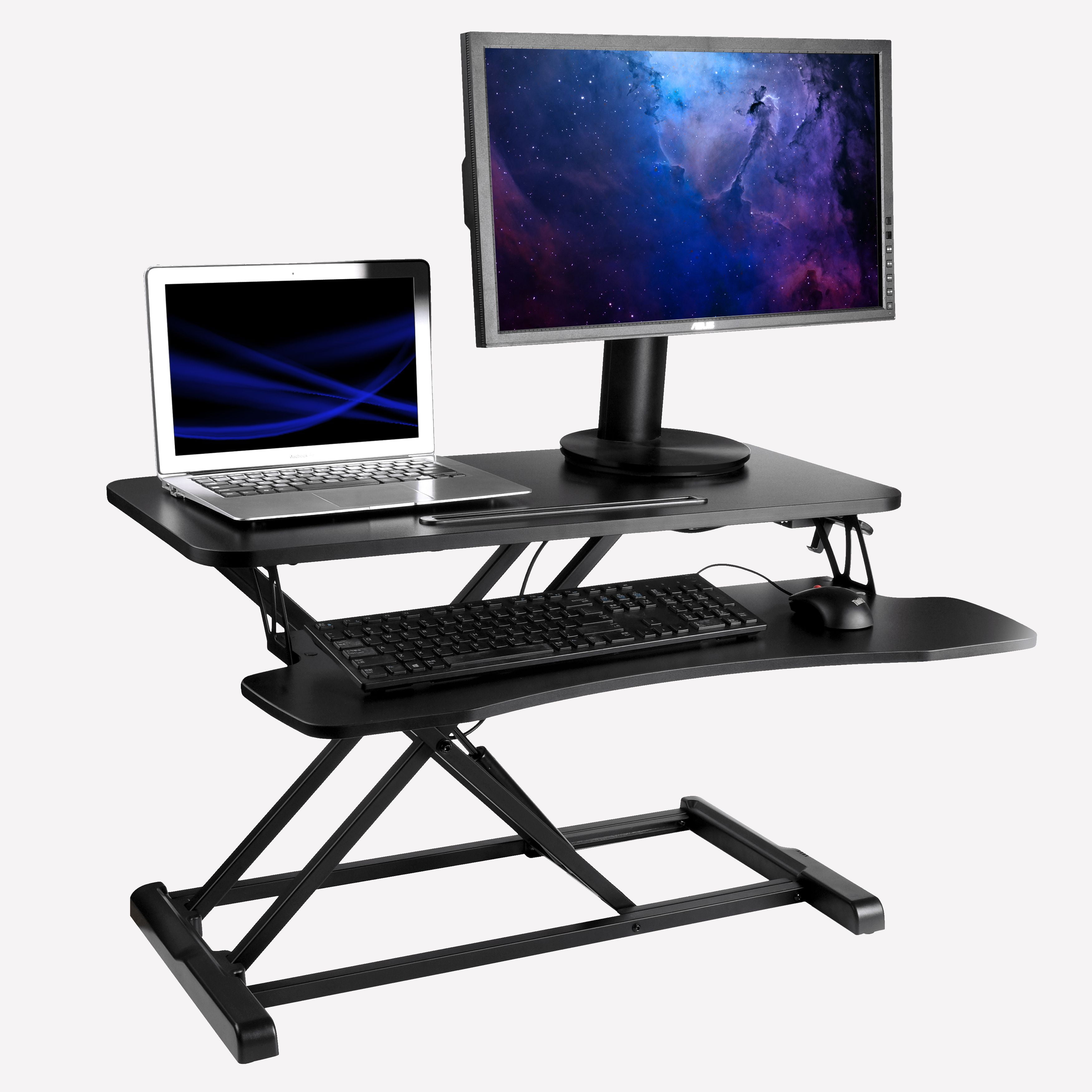 Electric Height Adjustable Computer Desk Sit Stand Tabletop Desktop Converter 