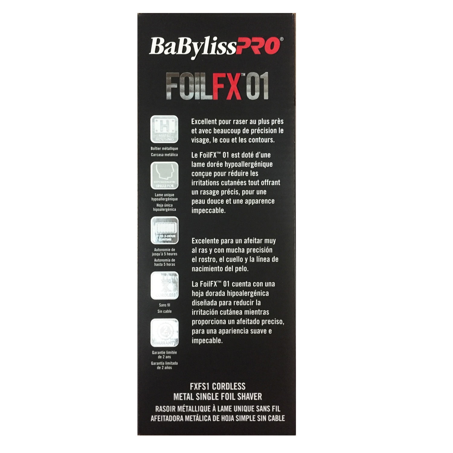BaBylissPRO Foilfx01 Cordless Metal Single Foil Shaver - Fxfs1 - 1
