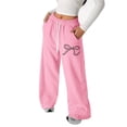 thumbnail image 2 of XXWXYD Girls Baggy Sweatpants Cute Bowknot Print Wide Leg Jogger Sweatpants Girls Joggers Pants Kids Elastic Waist Athletic Loung𝖾 Casual Trousers, 2 of 6