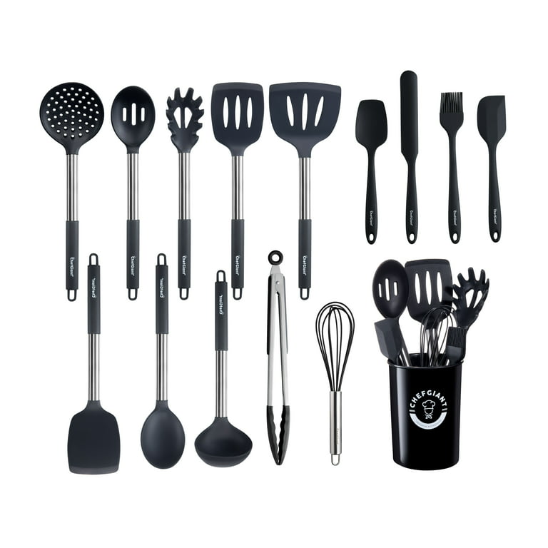 6pcs, Premium Kitchen Utensils Set - Includes Ladle, Spoon, Slotted Spoons,  Spatula, Slotted Turner, Spaghetti Server - Durable PC Plastic - Perfect f