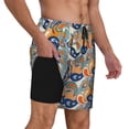 thumbnail image 2 of Yiaed Fashionable Paisley Print Mens Swim Trunks Bathing Suit Compression Liner Beach Swim Shorts Swimwear Quick Dry Zipper Pocket No-Chafing Board Short-, 2 of 6