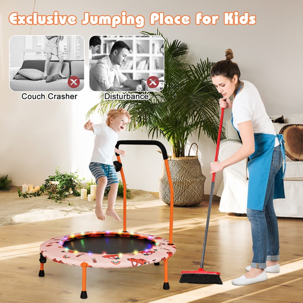 Barara King Backyard Trampoline, Trampoline,36 Inch Mini Trampoline with Colorful LED Lights and Bluetooth Speaker-Multicolor
