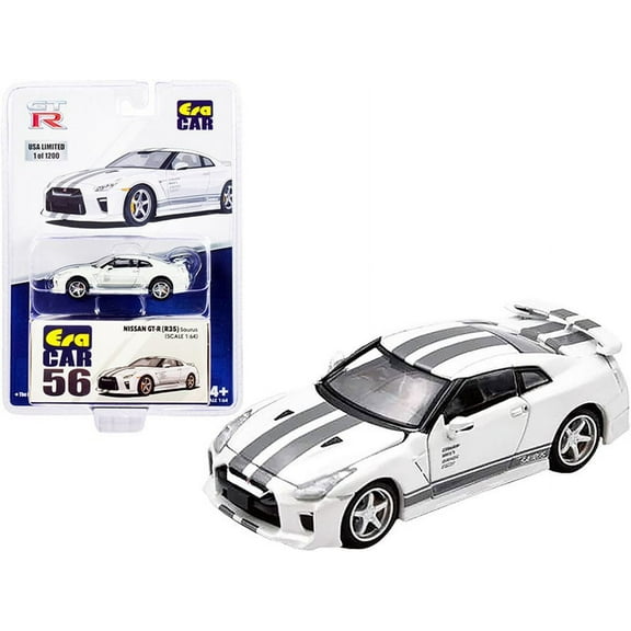 Nissan GT-R (R35) Saurus RHD, White - Era Car NS21GTRRN56 - 1/64 scale Diecast Model Toy Car