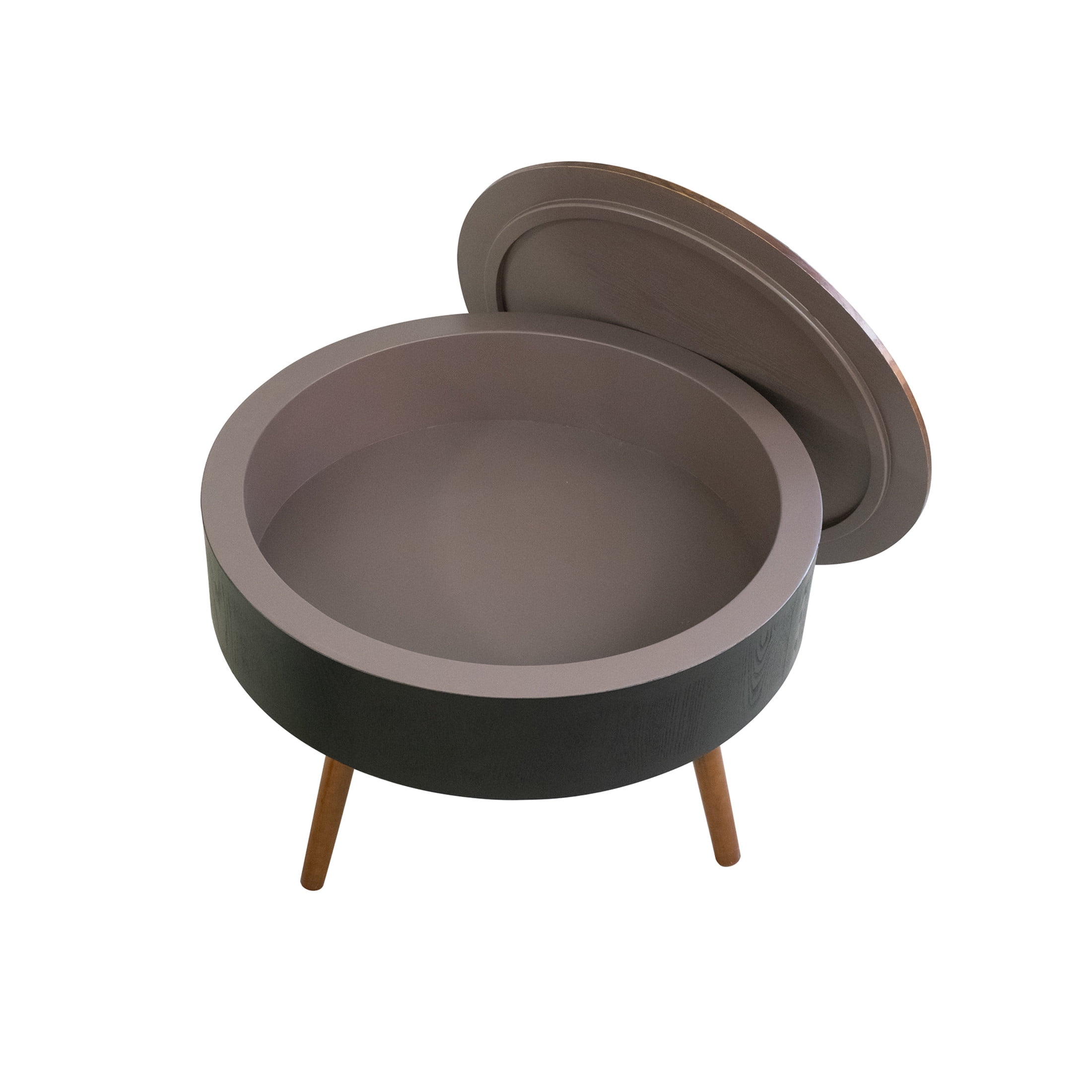 Noble House Tappen 31.5" Round Coffee Table with Engraved Top, American Wood Side Table for Small Spaces, Black
