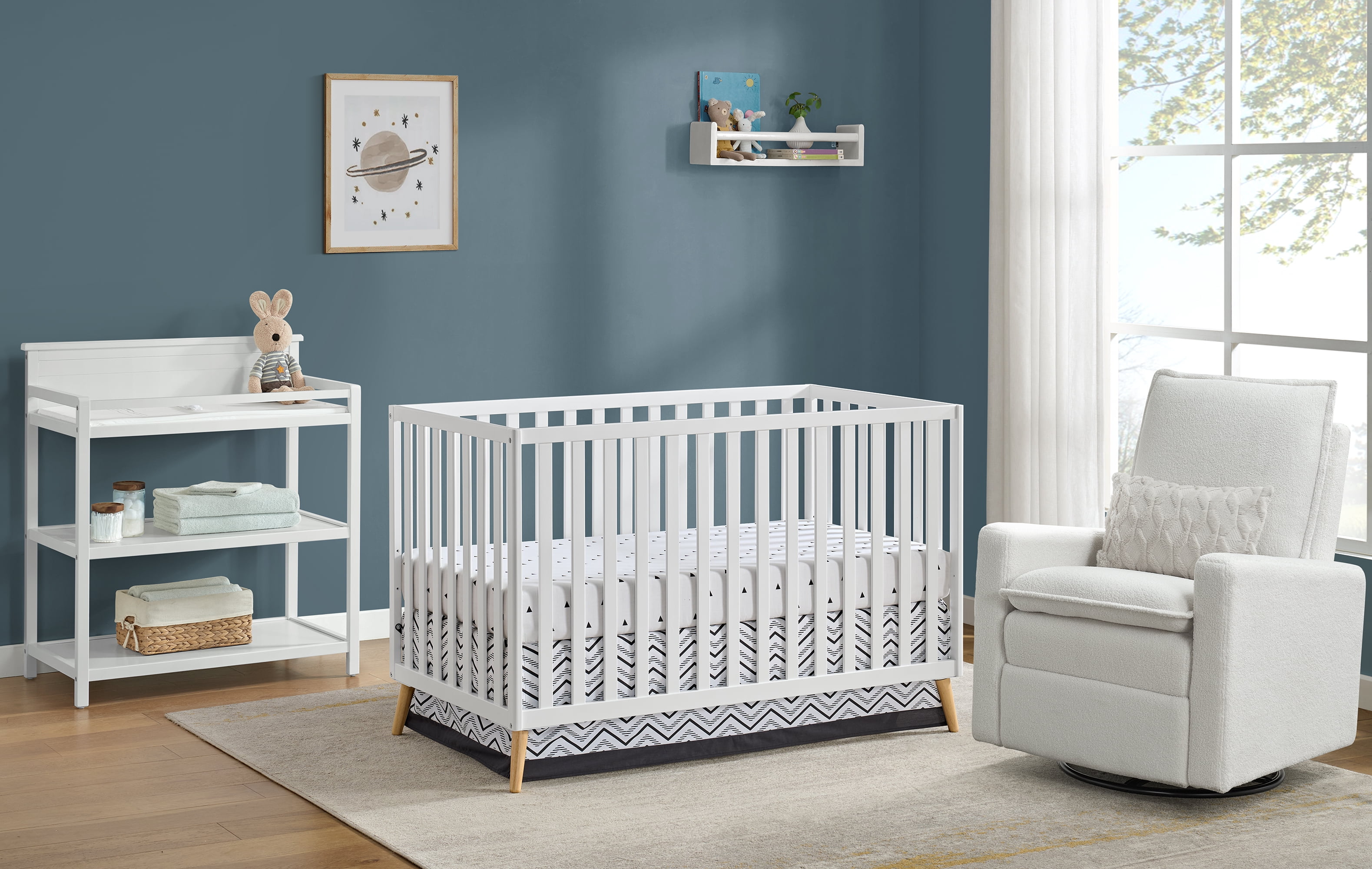 Oxford Baby Cozy Nest Convertible Island Crib Snow White / Natural