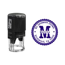 Printtoo Self Inking Custom Round Return Address Rubber Stamp Initial Monogram Personalized Stamper-Violet