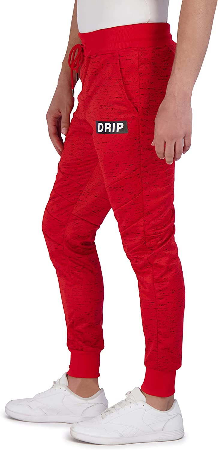 Retro Stitch Men's Jogger Sweatpants Drip Streak Print Interlock Knit, Sizes S-2XL