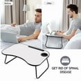 thumbnail image 5 of Folding Laptop Stand, 23.8 Inch Portable Gray Laptop Bed Desk Lap Desk with Cup Holder, for Working Reading Writing, Eating, Watching Movies for Bed Sofa Couch Floor, White, 5 of 7
