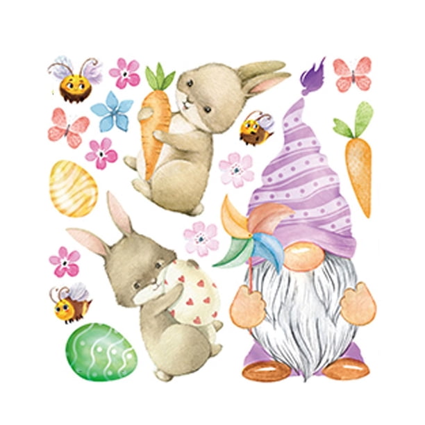 Style C Feliz Pascua ventana se aferra Gnomo conejito huevos etiqueta de la pared vidrio calcomanías estáticas