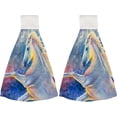 thumbnail image 2 of Hanging Towels 1 Pcs, Dish Towels Horse Oil Painting Absorbent Hand Towels with Hanging Loop Washcloth for Bathroom Kitchen, 2 of 6