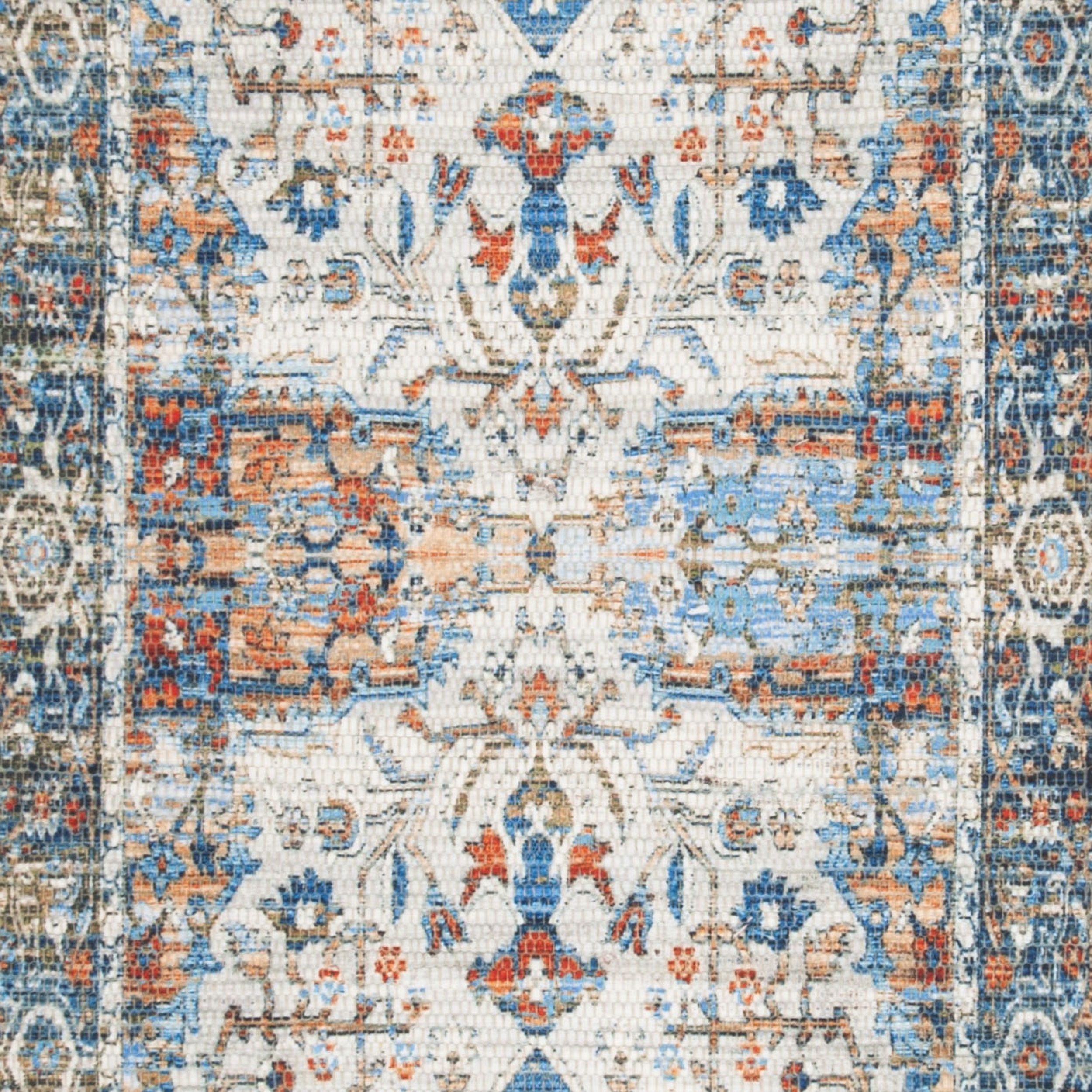 SAFAVIEH Saffron Coty Geometric Cotton Runner Rug, Grey/Blue, 2'3" x 8'