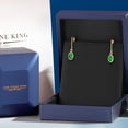 thumbnail image 5 of Gem Stone King 14K Yellow Gold Green Nano Emerald Dangle Earrings for Women | 1.20 Cttw | Gemstone May Birthstone | Oval 7X5MM, 5 of 6