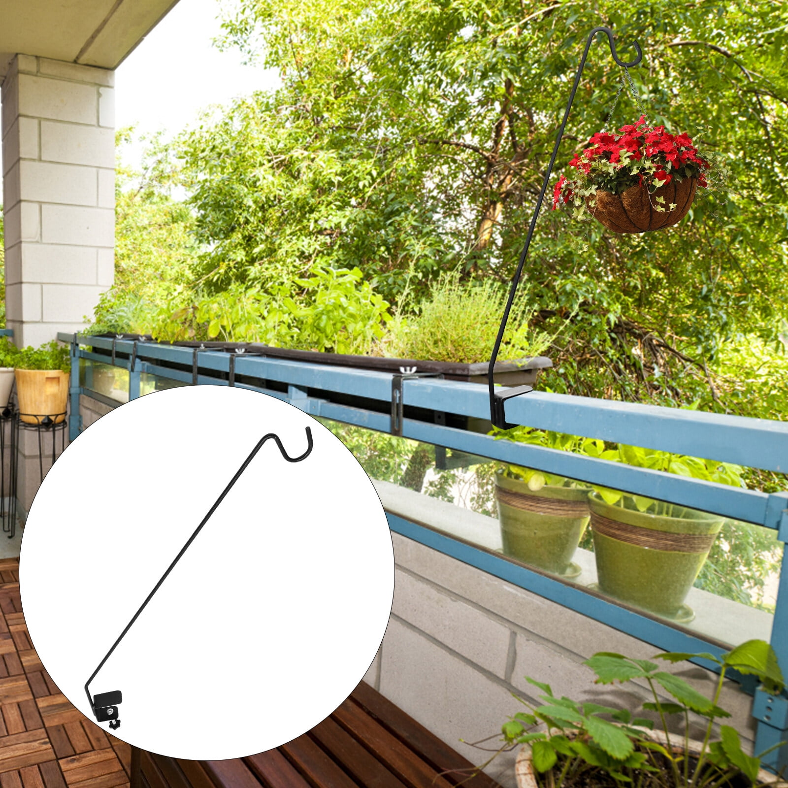 Raindrops Outdoor Garden Durable Fence Deck Hook Lantern Shepherd Hook Bird Feeder Stand